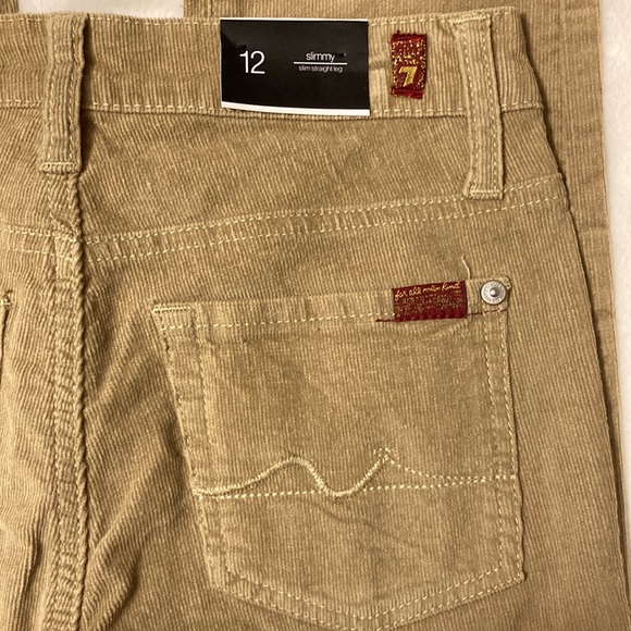 NWT 7 for all Mankind boys 12 Slim Straight Leg tan corduroy pant - Picture 3 of 6